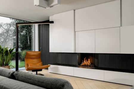 VERKOCHT Aanbieding Bellfires Gas Panorama 70-55 driezijdig.